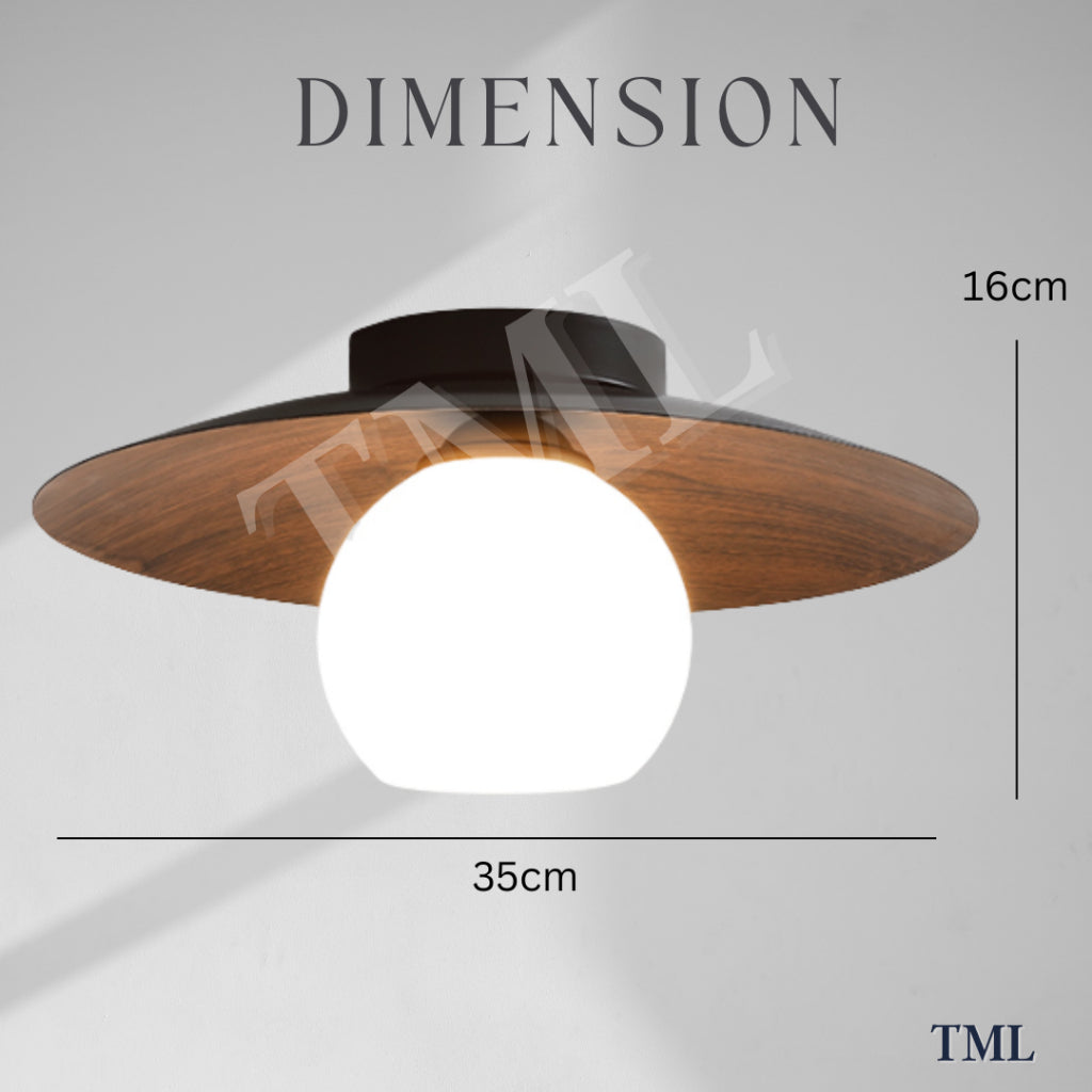 Retro Japanese Light Wood Dark Wood Saturn Globe E27 Bulb Ceiling Light Corridor Small Area TML