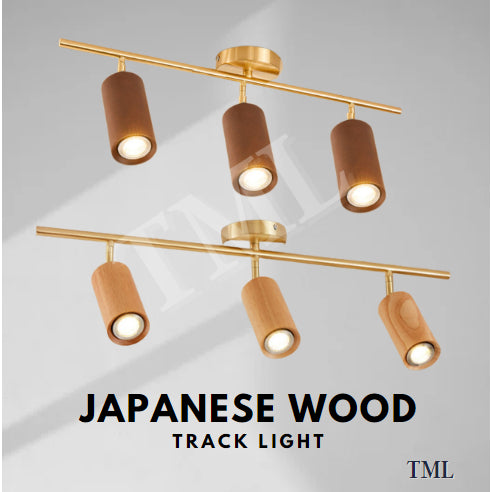 Premium Japanese Wooden Spotlight Track Light Set Wall Light Bedside 7W Tri-tone