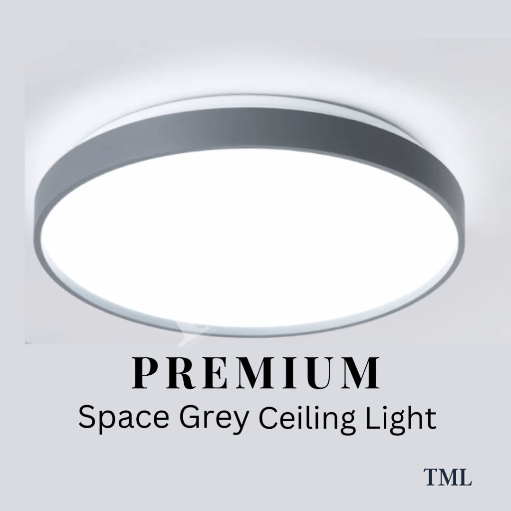 Premium Space Grey Minimalist LED Ceiling Light 36W 96W Hamburger TML