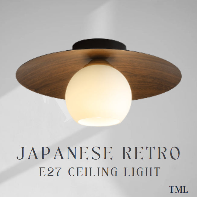 Retro Japanese Dark Wood Saturn Globe E27 Bulb Ceiling Light Corridor Small Area TML