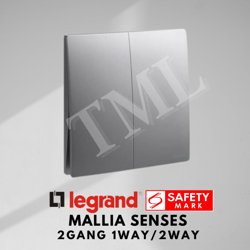 Legrand Mallia Senses 2Gang 1Way 2Way 2G1W 2G2W Switch Designer Matt Black Silver Champagne TML