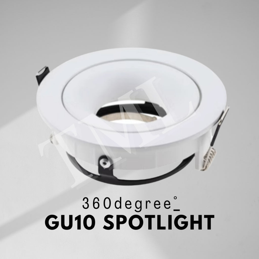 Premium 360 degree GU10 Spotlight Recessed Downlight Black White Dual Axis TML