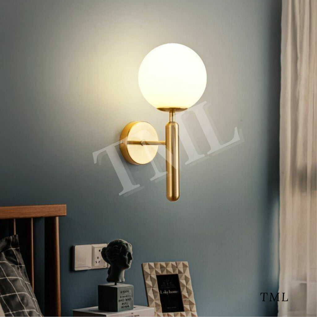 Lux Gold Glass Globe E27 Wall Light Bedside Bathroom Balcony Hallway