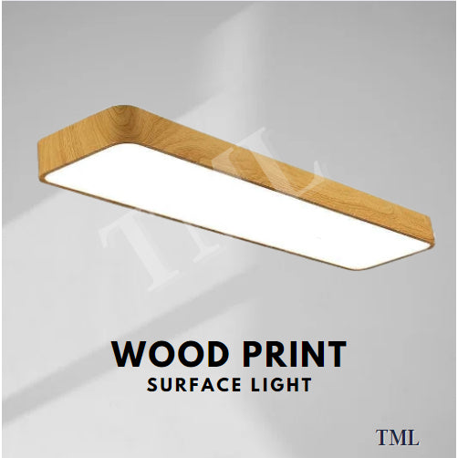 TML 48W Wood Design Rectangular LED Ceiling Light Nordic Minimal Ceiling Light - Daylight for Kitchen Living Room