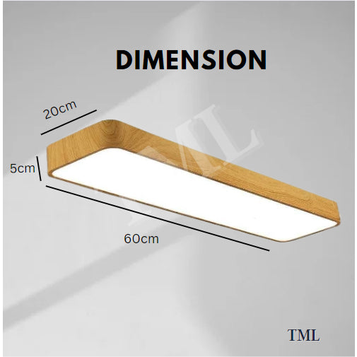 TML 48W Wood Design Rectangular LED Ceiling Light Nordic Minimal Ceiling Light - Daylight for Kitchen Living Room