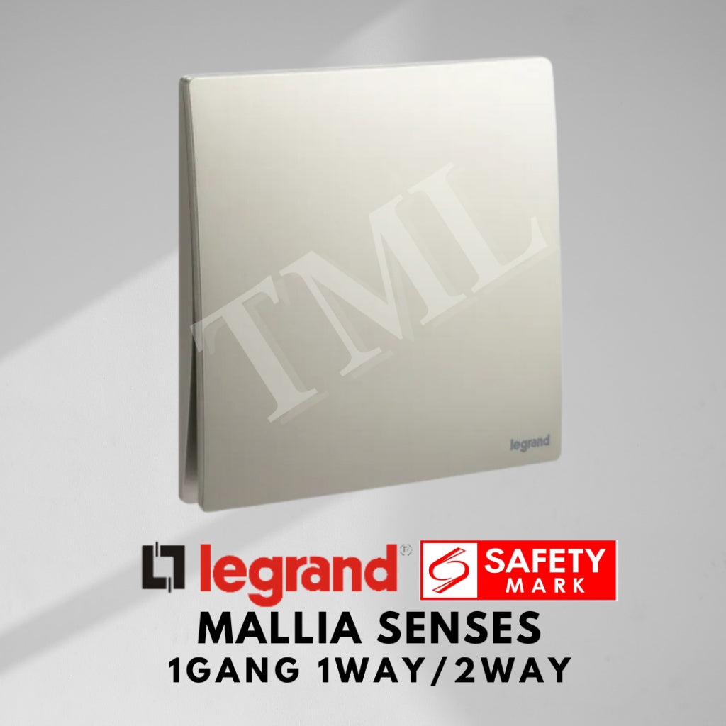 Legrand Mallia Senses 1Gang 1Way 2Way 1G1W 1G2W Switch Designer Matt Black Silver Champagne TML