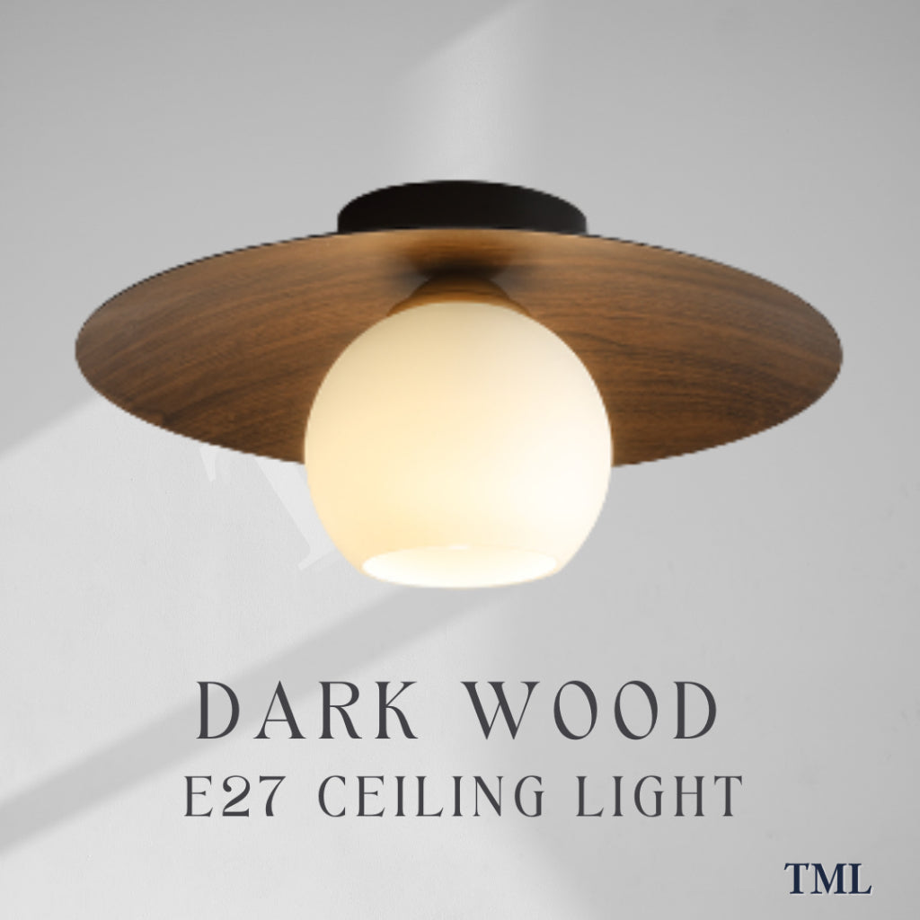 Retro Japanese Light Wood Dark Wood Saturn Globe E27 Bulb Ceiling Light Corridor Small Area TML