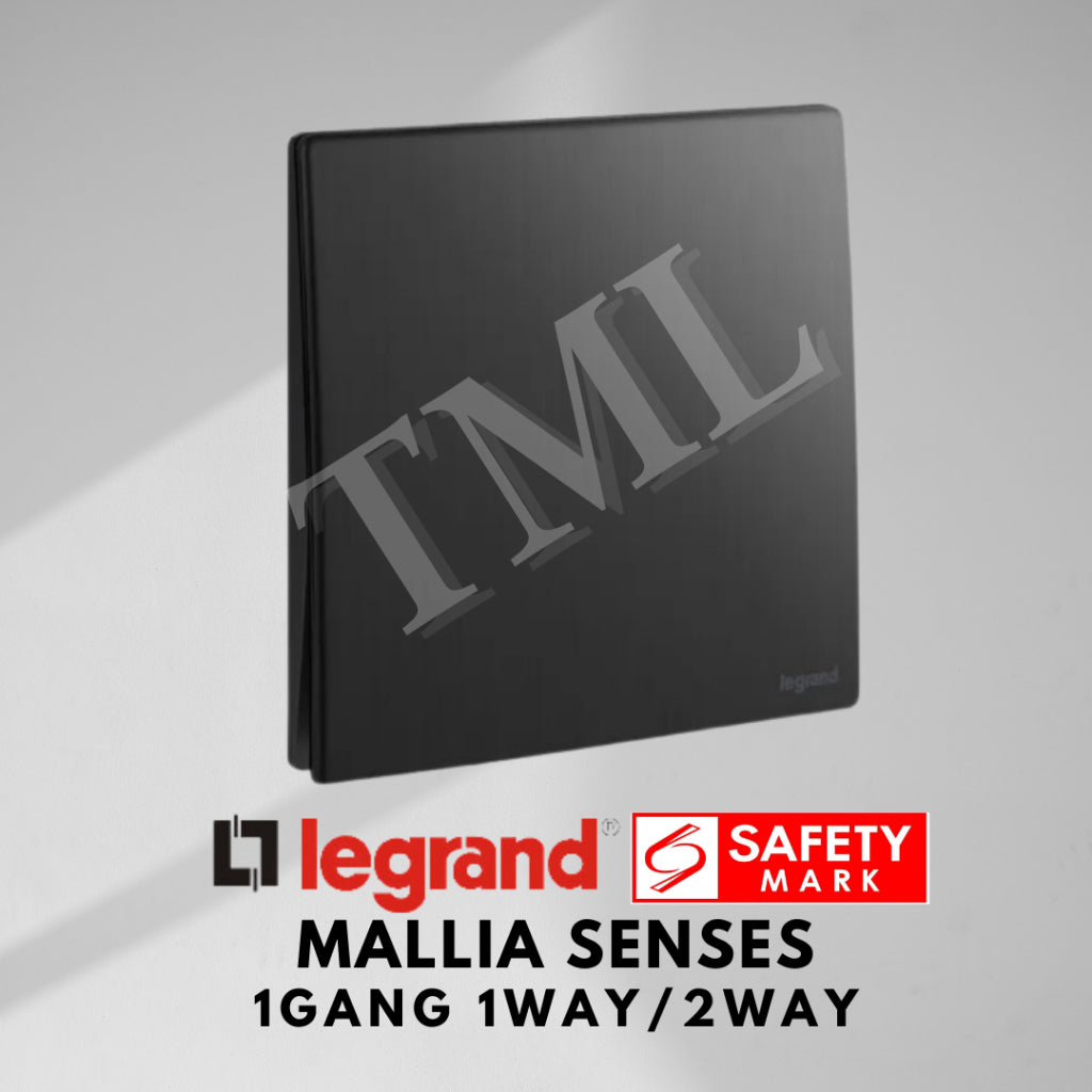 Legrand Mallia Senses 1Gang 1Way 2Way 1G1W 1G2W Switch Designer Matt Black Silver Champagne TML