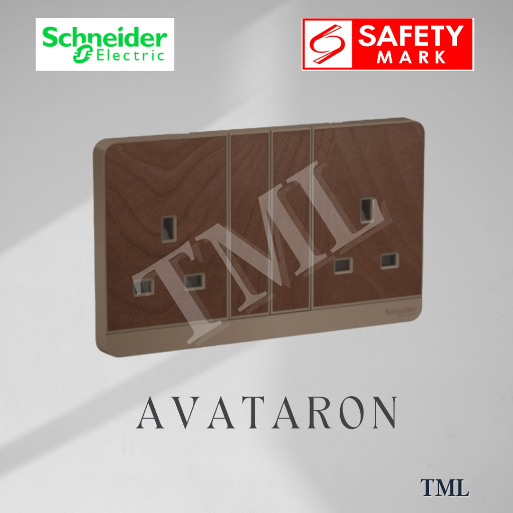 [SG Seller] Schneider AvatarON Double Socket 13A Wall Plug White Dark Grey Dark Wood Wine Gold Hairline Gold