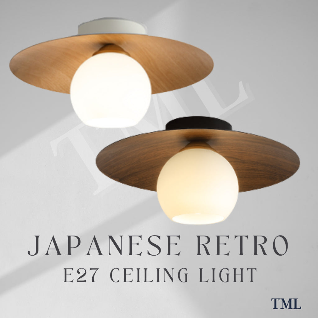 Retro Japanese Light Wood Dark Wood Saturn Globe E27 Bulb Ceiling Light Corridor Small Area TML