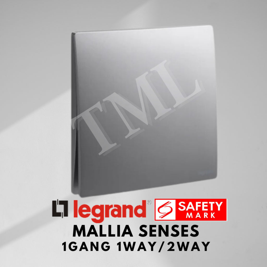 Legrand Mallia Senses 1Gang 1Way 2Way 1G1W 1G2W Switch Designer Matt Black Silver Champagne TML