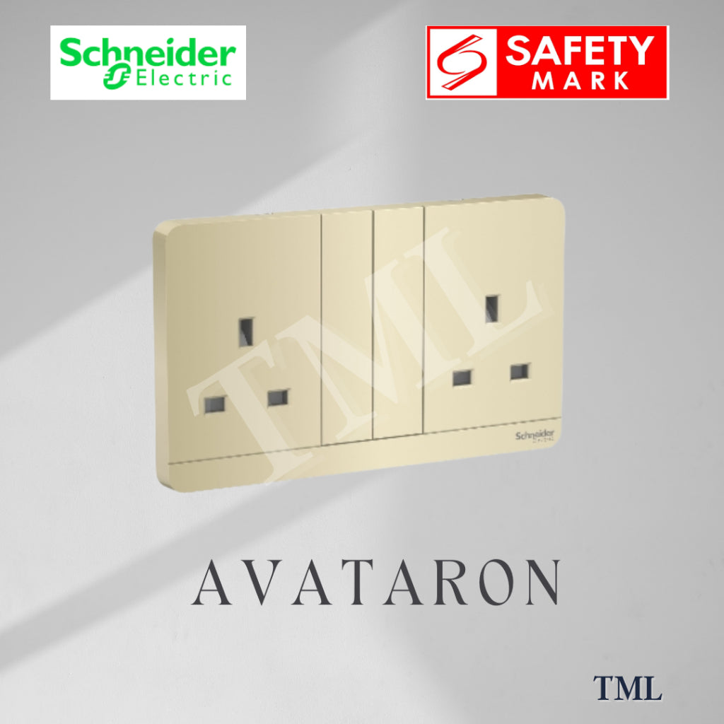 [SG Seller] Schneider AvatarON Double Socket 13A Wall Plug White Dark Grey Dark Wood Wine Gold Hairline Gold