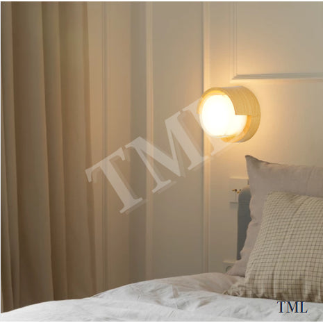 Modern Japanese Wood Printing Wall Light 12W Warm White Bedside Balcony Feature Wall