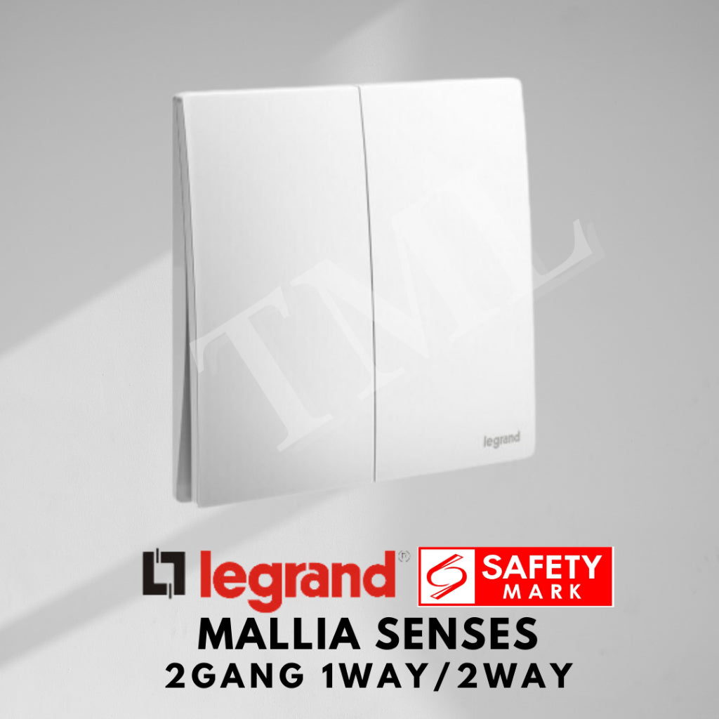 Legrand Mallia Senses 2Gang 1Way 2Way 2G1W 2G2W Switch Designer Matt Black Silver Champagne TML