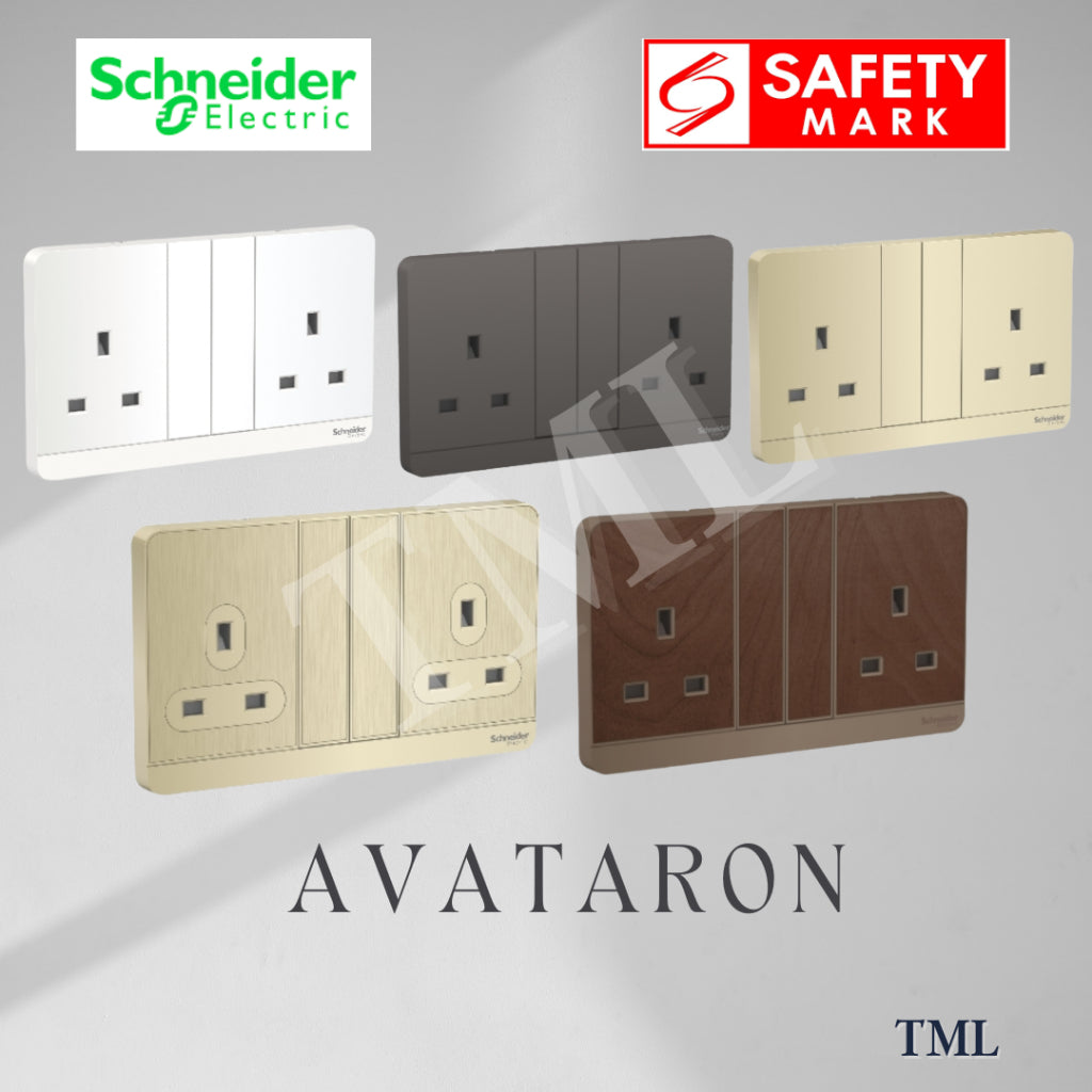 [SG Seller] Schneider AvatarON Double Socket 13A Wall Plug White Dark Grey Dark Wood Wine Gold Hairline Gold