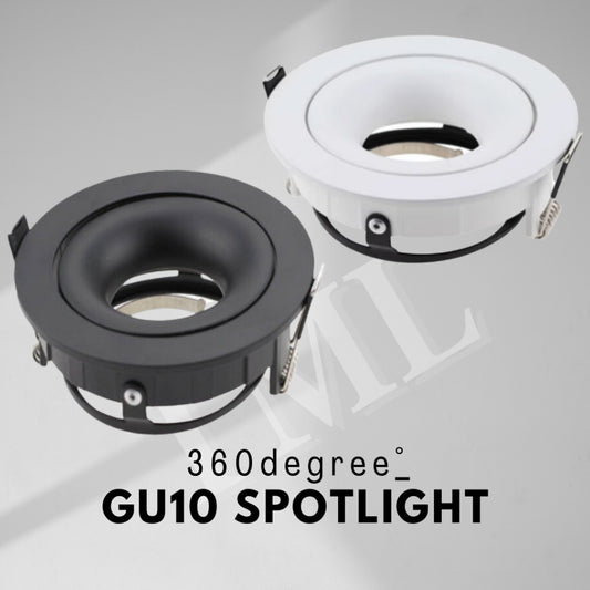 Premium 360 degree GU10 Spotlight Recessed Downlight Black White Dual Axis TML