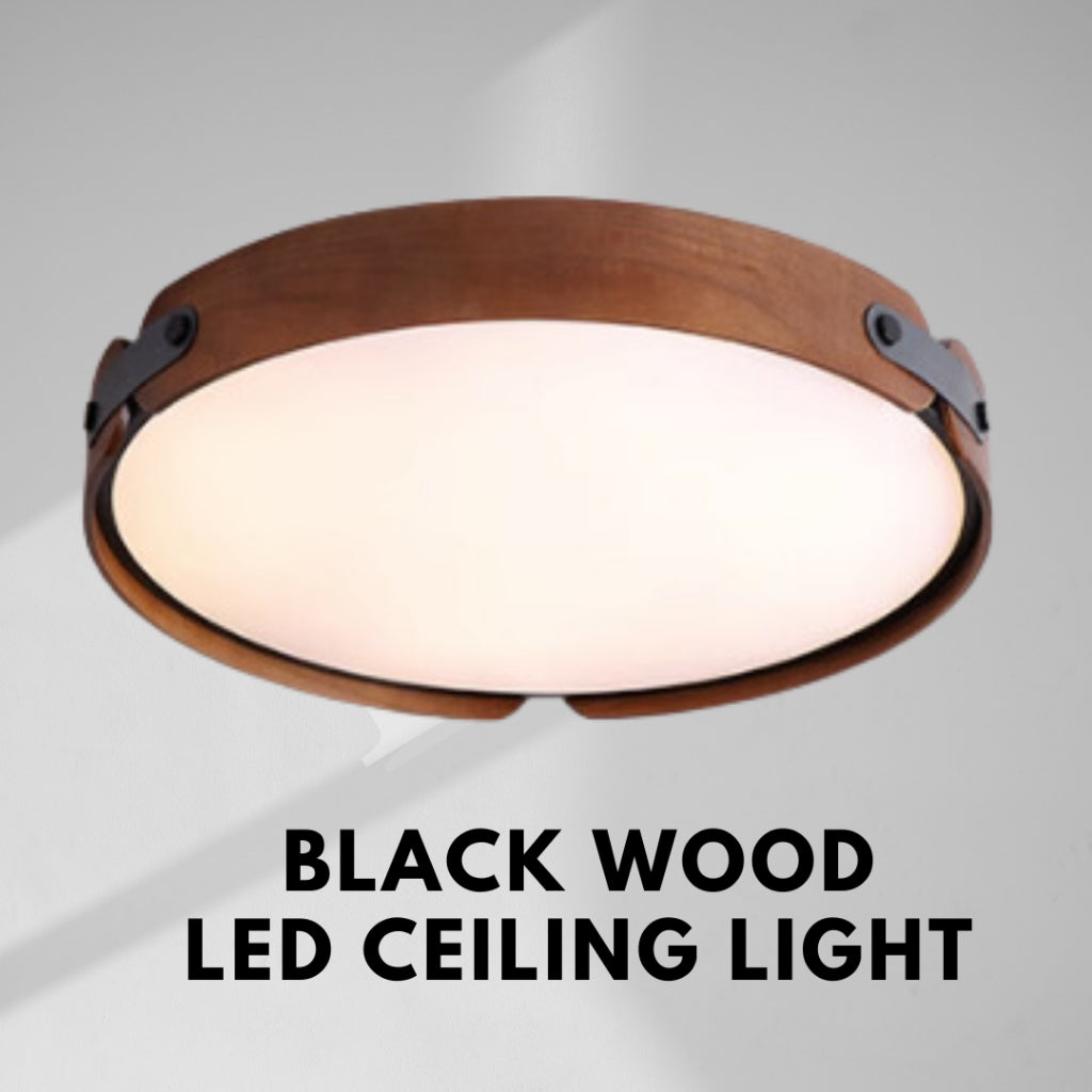 Premium LUX Dark Wood Walnut Real Wood Ceiling Light Bedroom Living Room Kitchen