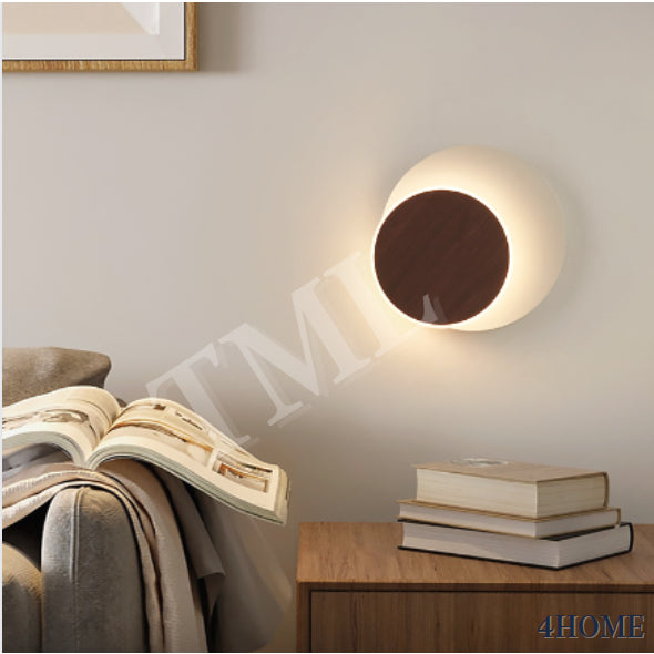 Modern Japanese Wood Printing Eclipse Wall Light 6W Tri-tone Tone Bedside Balcony Feature Wall TML