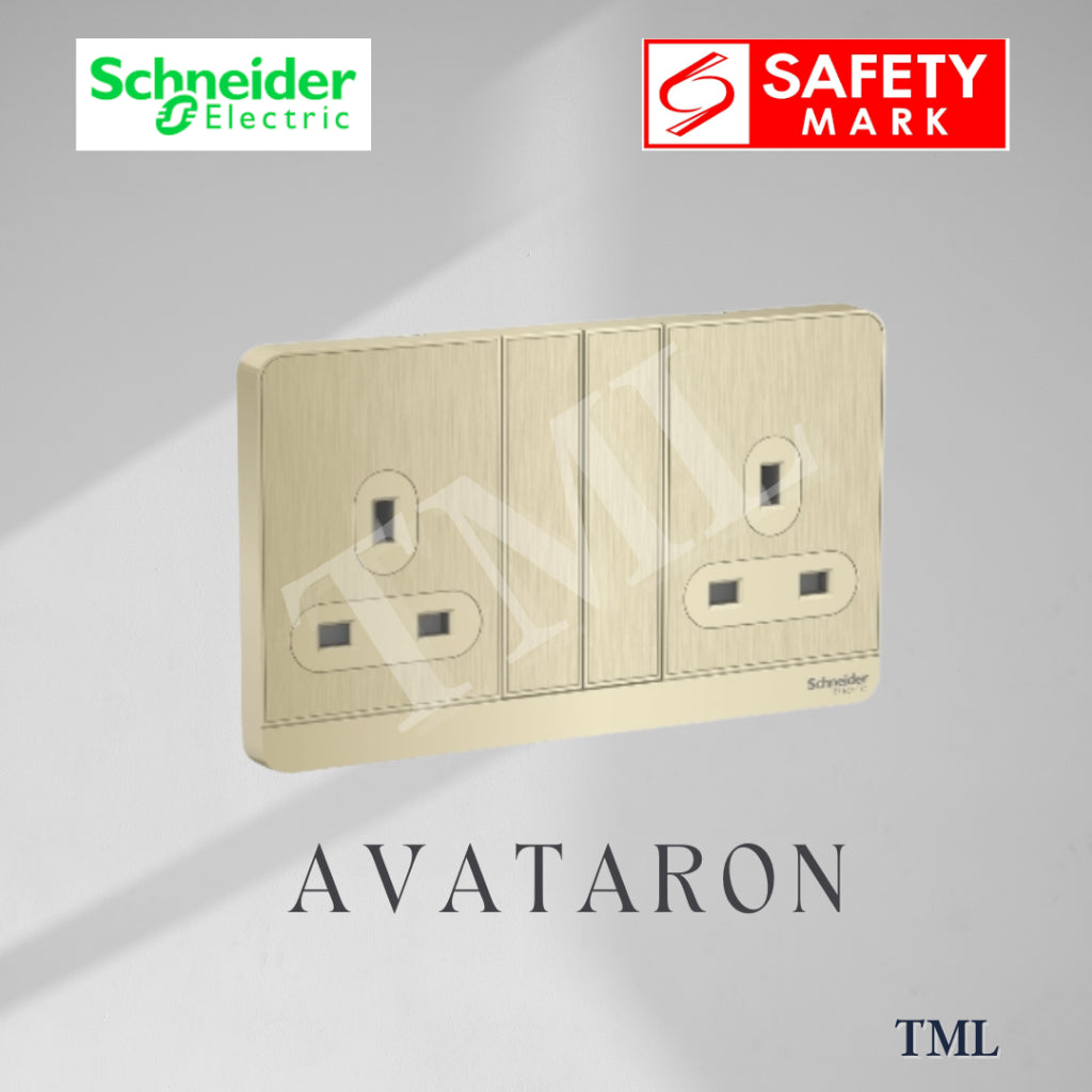 [SG Seller] Schneider AvatarON Double Socket 13A Wall Plug White Dark Grey Dark Wood Wine Gold Hairline Gold