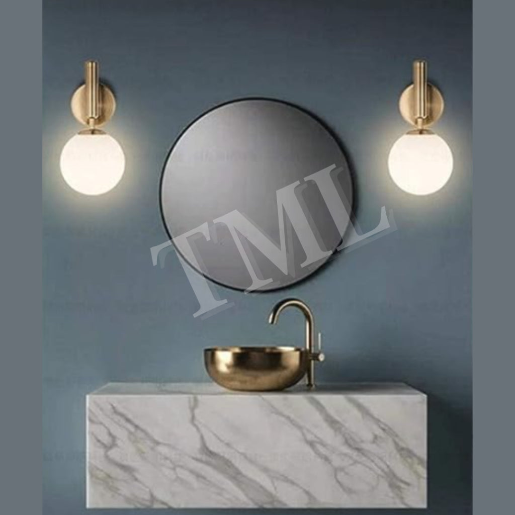 Lux Gold Glass Globe E27 Wall Light Bedside Bathroom Balcony Hallway