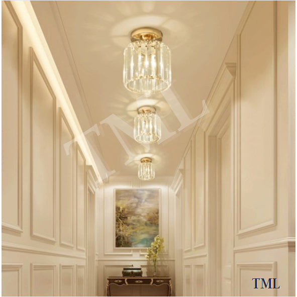 Crystal Gold Glass Like Acrylic Cylindrical Surface Downlight Ceiling Light Hallway Corridor Small Area TML