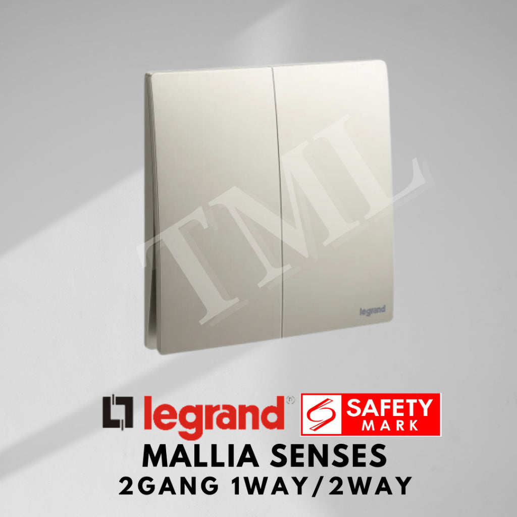 Legrand Mallia Senses 2Gang 1Way 2Way 2G1W 2G2W Switch Designer Matt Black Silver Champagne TML