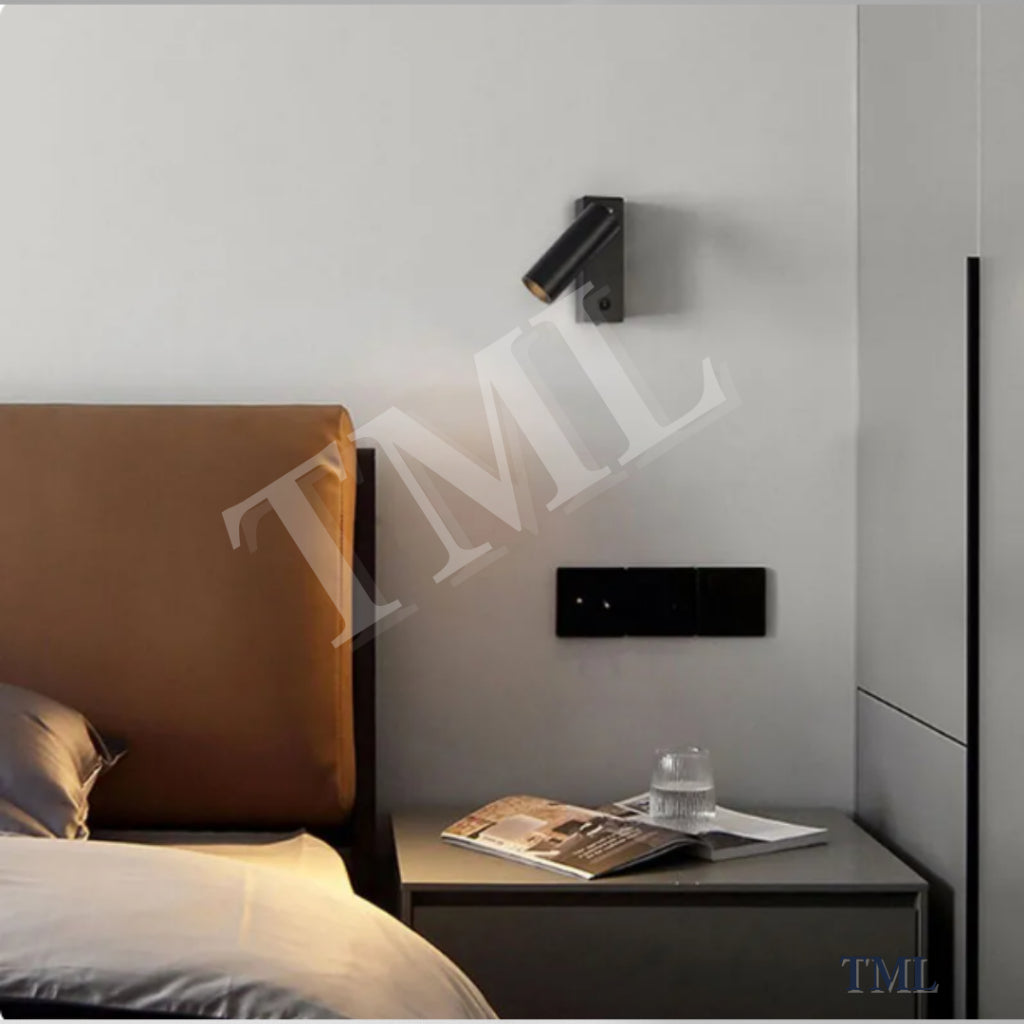 [SG Seller] Premium Black White LED Wall Light Nordic Spotlight For Bedside Hotel Modern Rotation TML