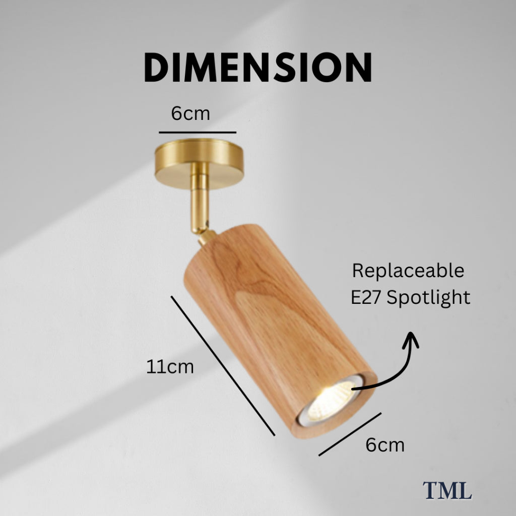 Premium Japanese Wood Spotlight Wall Light Bedside 7W Tri-tone