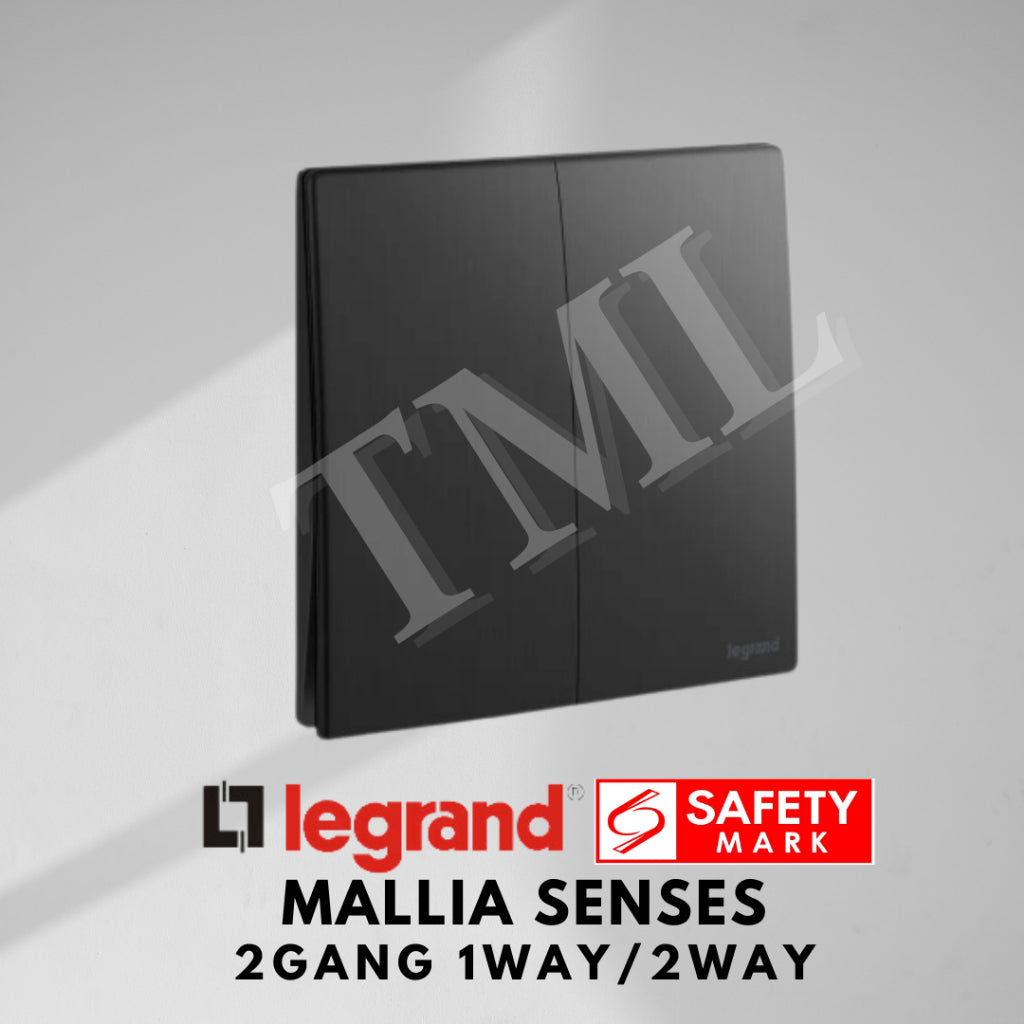 Legrand Mallia Senses 2Gang 1Way 2Way 2G1W 2G2W Switch Designer Matt Black Silver Champagne TML