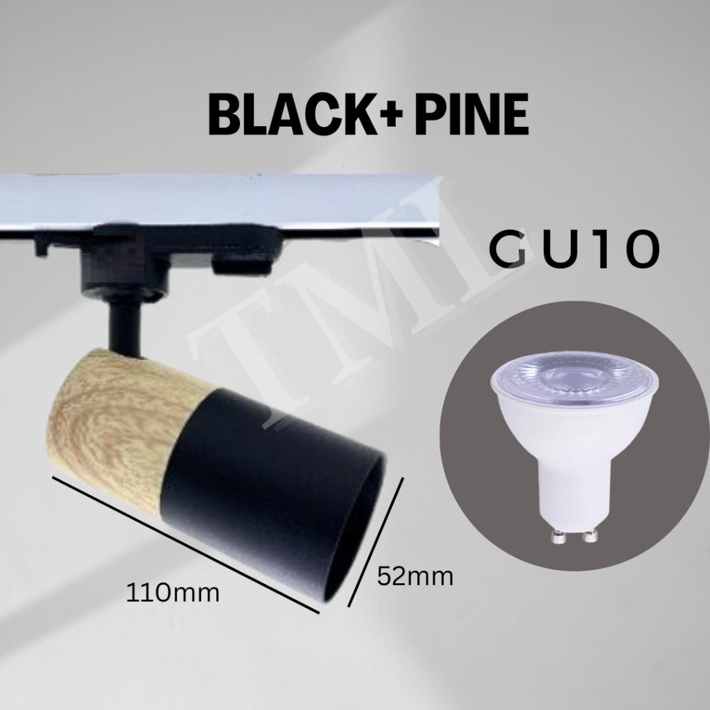 Japanese Wood Pine Oak Walnut Print GU10 Track Holder Track Light