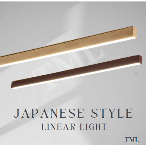 Premium Linear Dark Wood Light Wood Laminate Surface Ceiling Light Long TML