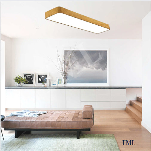 TML 48W Wood Design Rectangular LED Ceiling Light Nordic Minimal Ceiling Light - Daylight for Kitchen Living Room