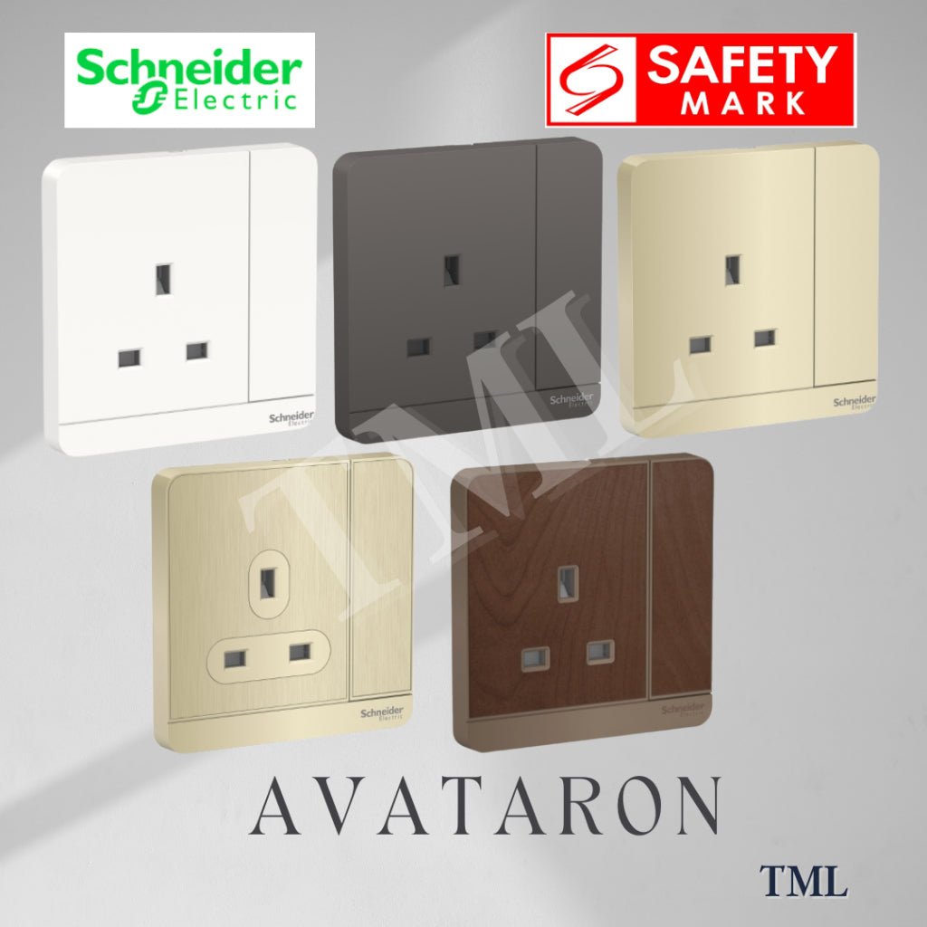 [SG Seller] Schneider AvatarON Single Socket 13A Wall Plug White Dark Grey Dark Wood Wine Gold Hairline Gold