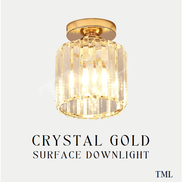 Crystal Gold Glass Like Acrylic Cylindrical Surface Downlight Ceiling Light Hallway Corridor Small Area TML