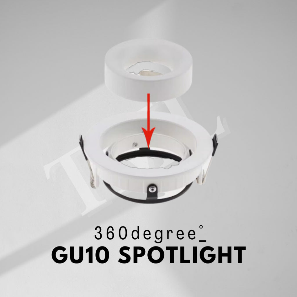 Premium 360 degree GU10 Spotlight Recessed Downlight Black White Dual Axis TML