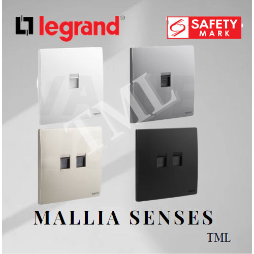 Legrand Mallia Senses CAT6 Data Socket Designer Matt Black Silver Champagne TML