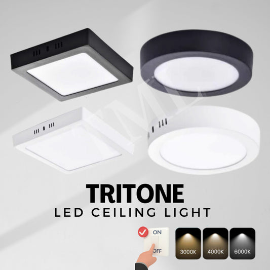 Premium Tritone LED Ceiling Light 12W 18W 24W Surface Mounted Downlight Surface Panel Metal Rim Light 3tone TML