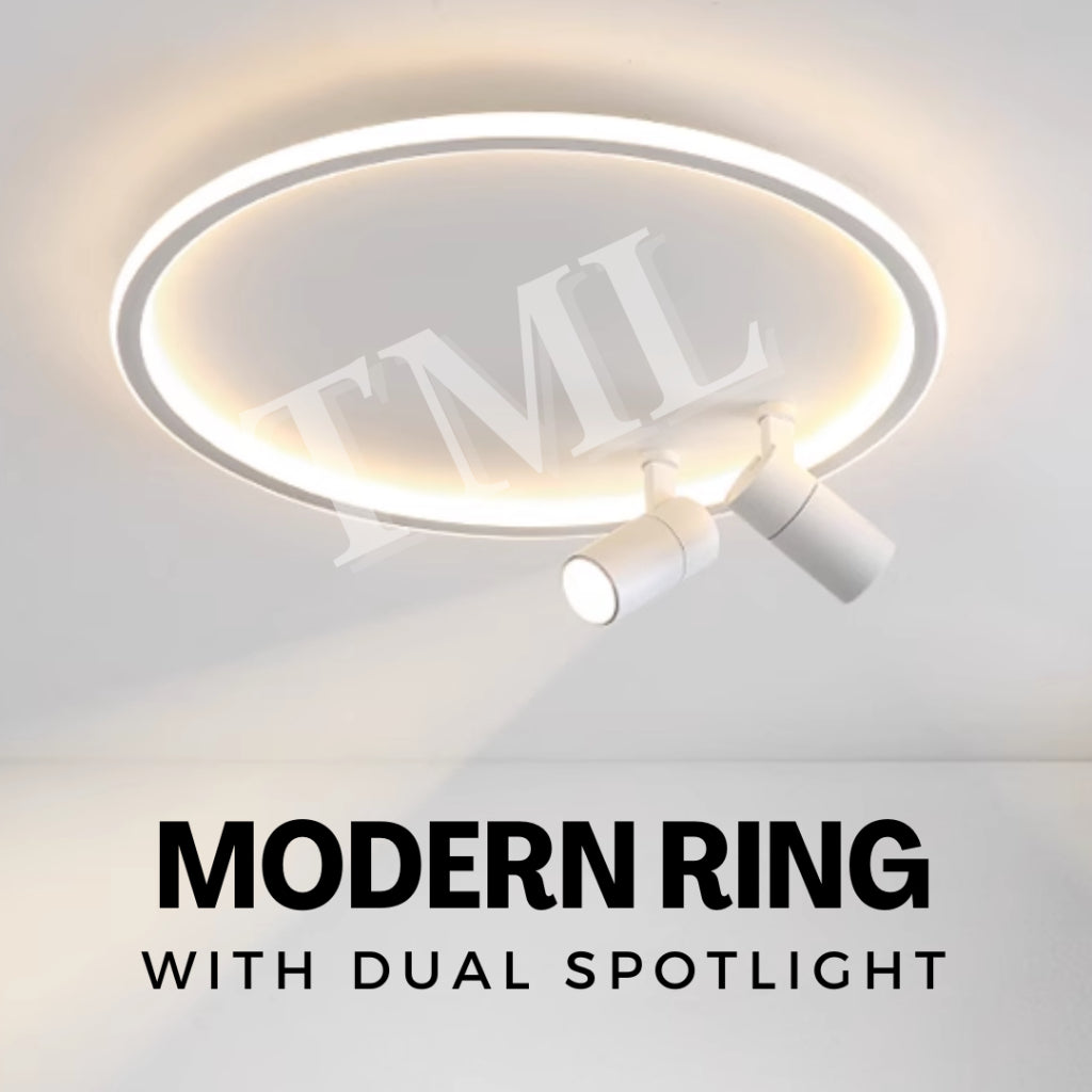 Modern Ring Halo with Spotlight Designer LED Ceiling Light Tri-tone TML