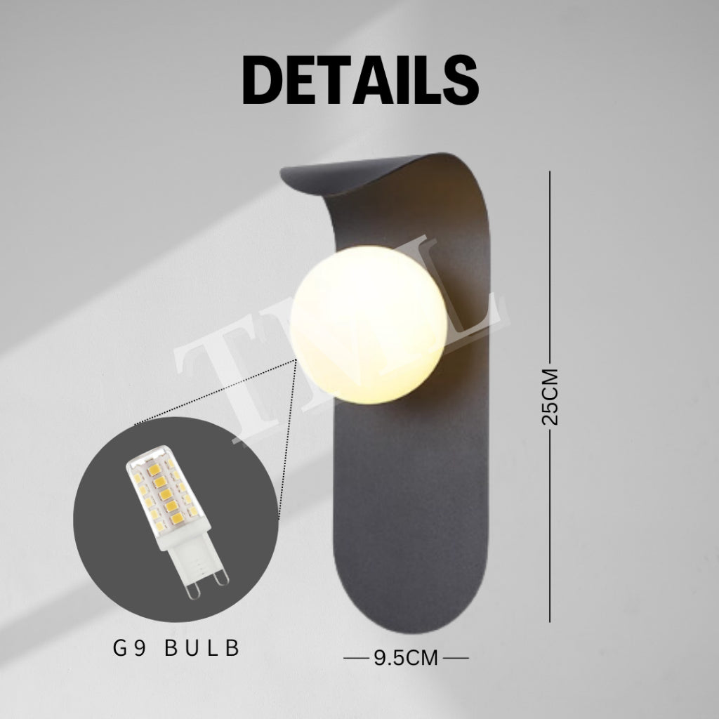 [SG Seller] Premium Black White Orb Globe LED Wall Light For Bedside Hotel Modern TML