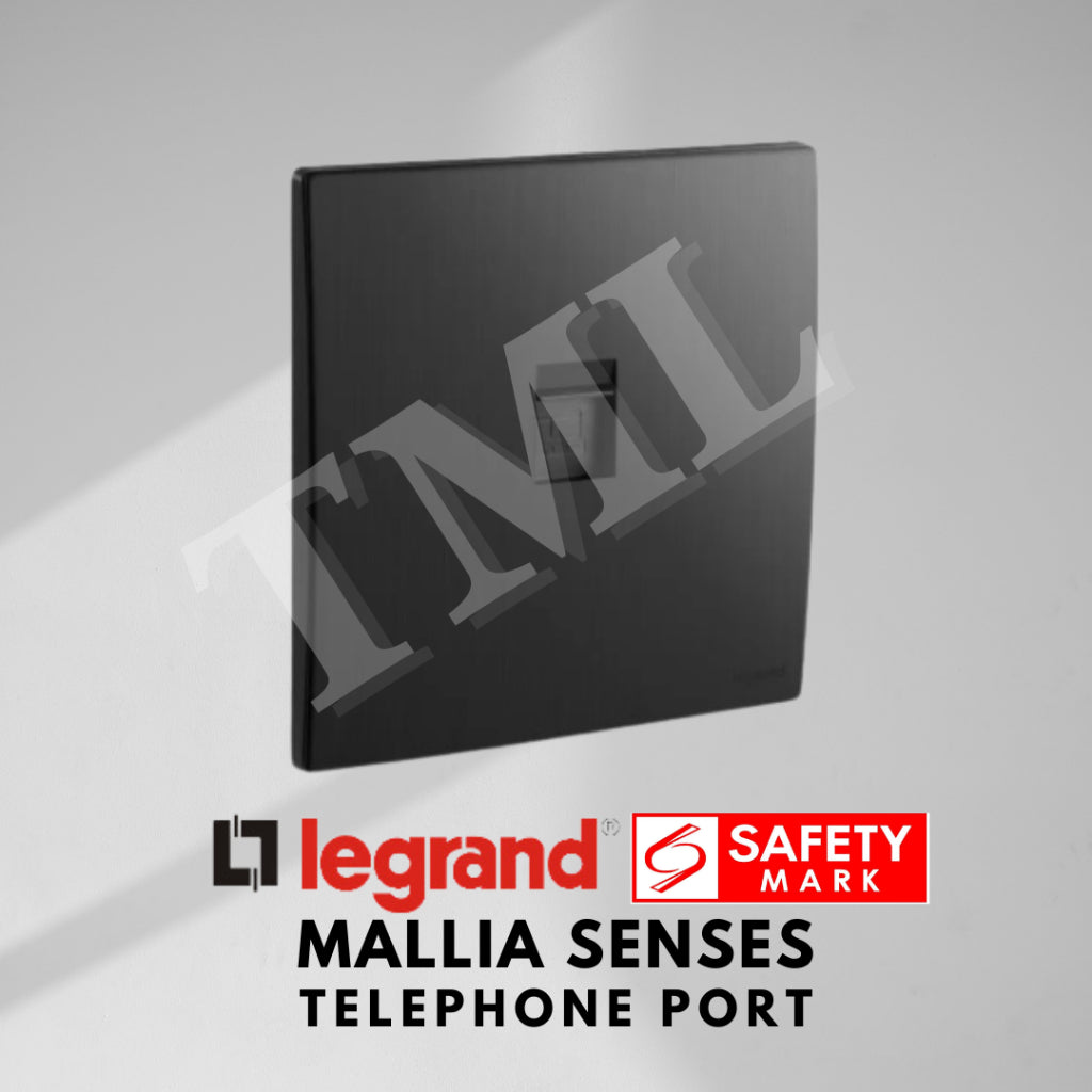 Legrand Mallia Senses Telephone Port Socket Designer Matt Black Silver Champagne TML