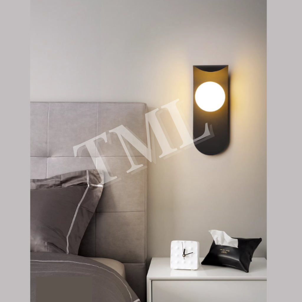 [SG Seller] Premium Black White Orb Globe LED Wall Light For Bedside Hotel Modern TML