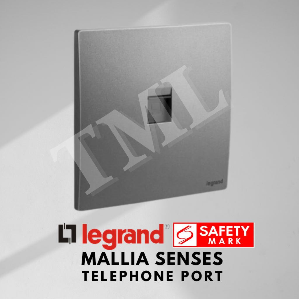 Legrand Mallia Senses Telephone Port Socket Designer Matt Black Silver Champagne TML