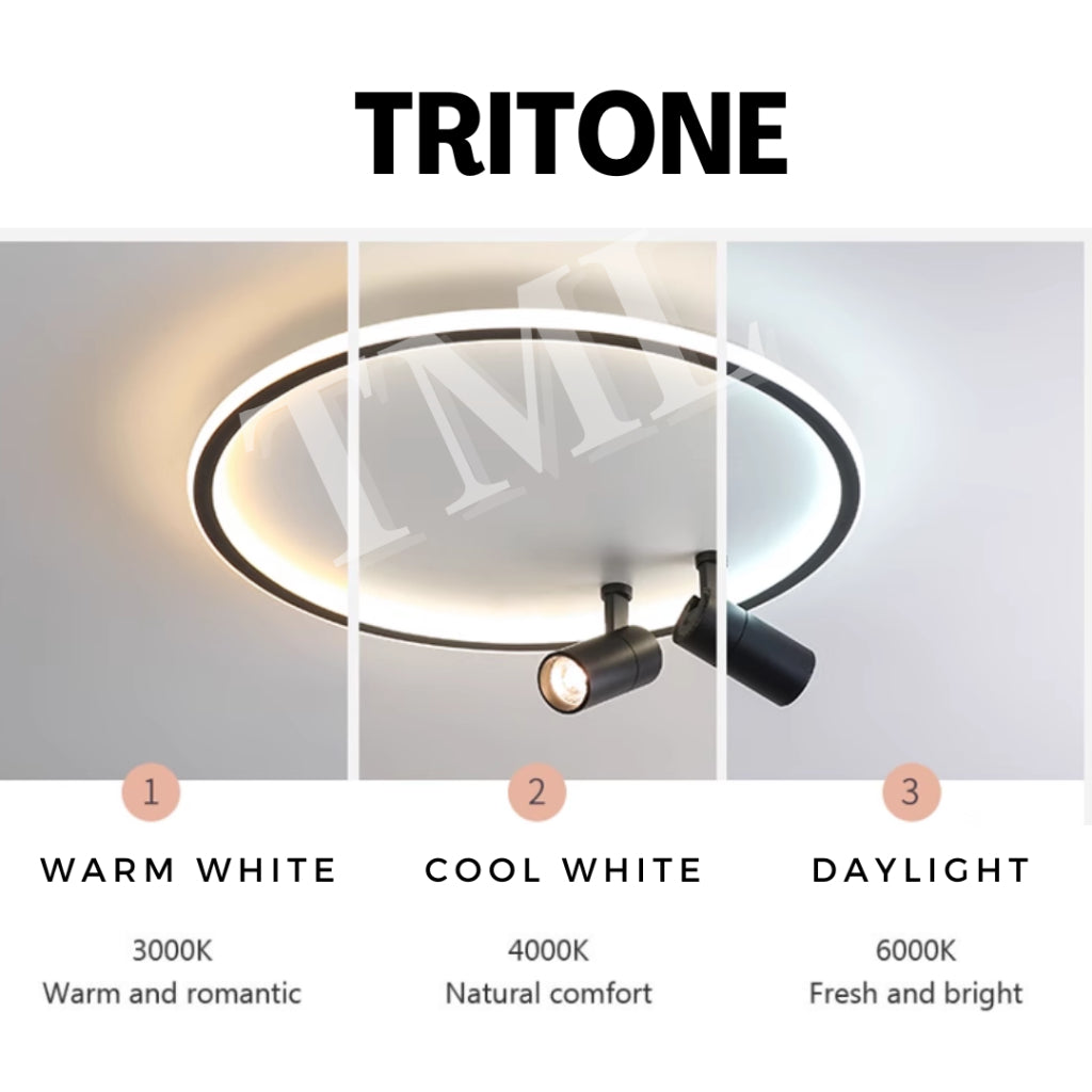 Modern Ring Halo with Spotlight Designer LED Ceiling Light Tri-tone TML