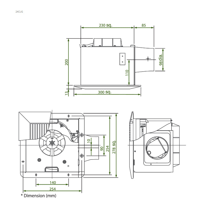 KDK 17CUG 17CUH 24CUG 24CUH Exhaust Fan Ceiling Mount Ventilating Ventilation Fan