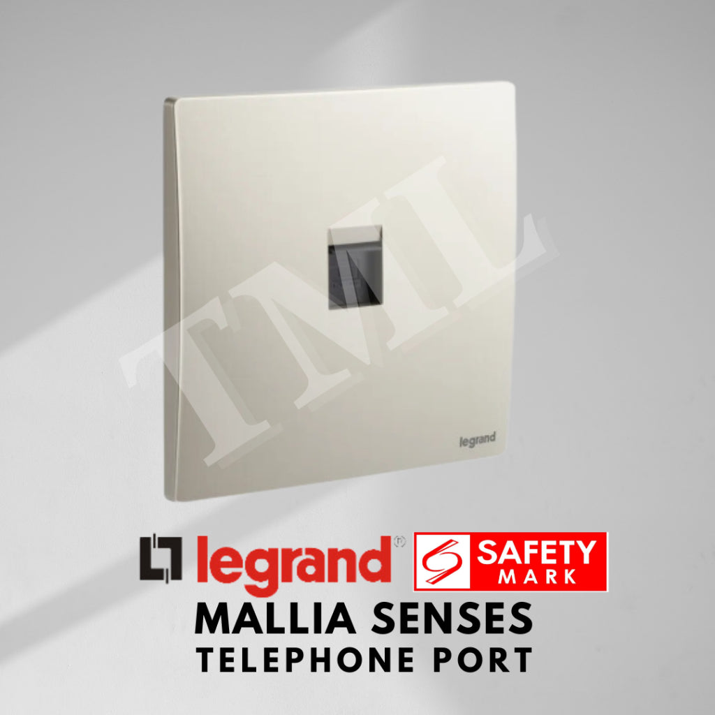 Legrand Mallia Senses Telephone Port Socket Designer Matt Black Silver Champagne TML