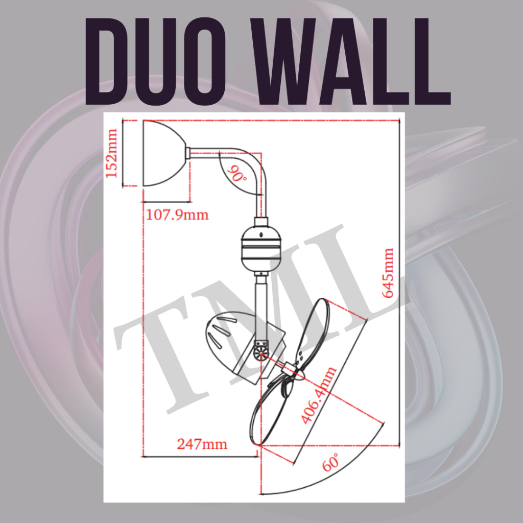 Bestar Corner Fan Duo Hagar 16inch Small DC Ceiling Fan Wall Mount Fan Nordic