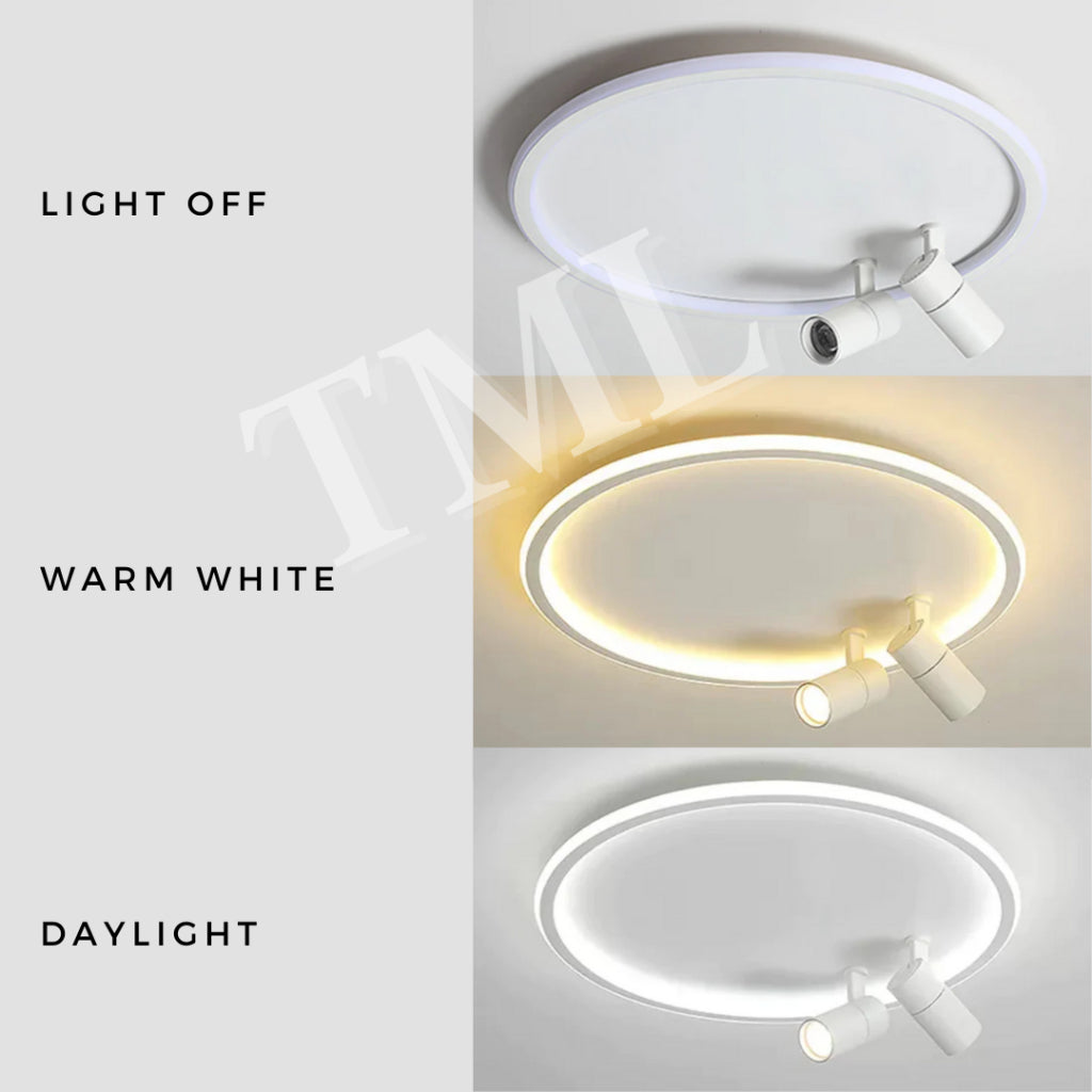 Modern Ring Halo with Spotlight Designer LED Ceiling Light Tri-tone TML