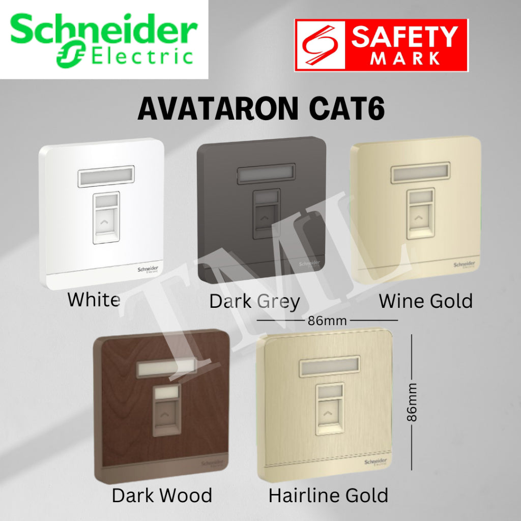 Schneider Electric AvatarOn Switch Socket Dark Wood Hairline Gold Avatar On TML