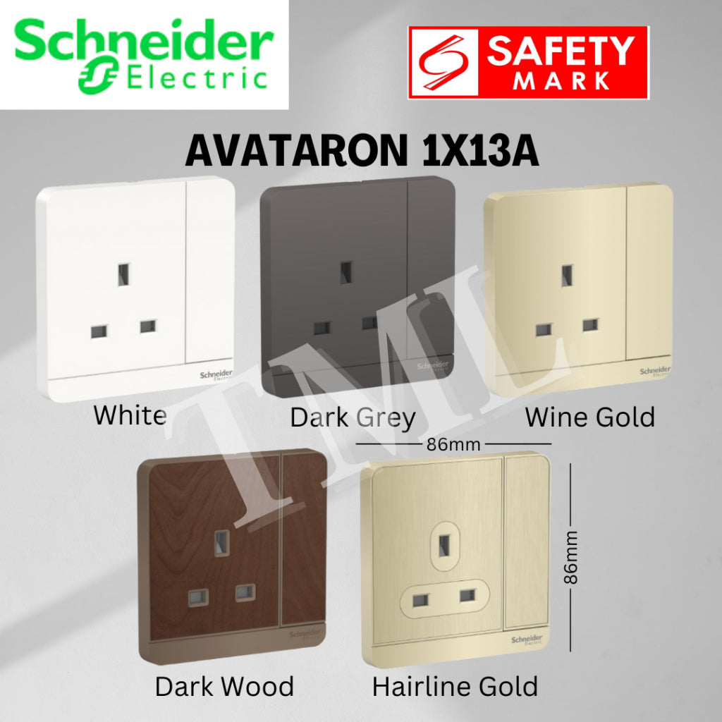 Schneider Electric AvatarOn Switch Socket Dark Wood Hairline Gold Avatar On TML