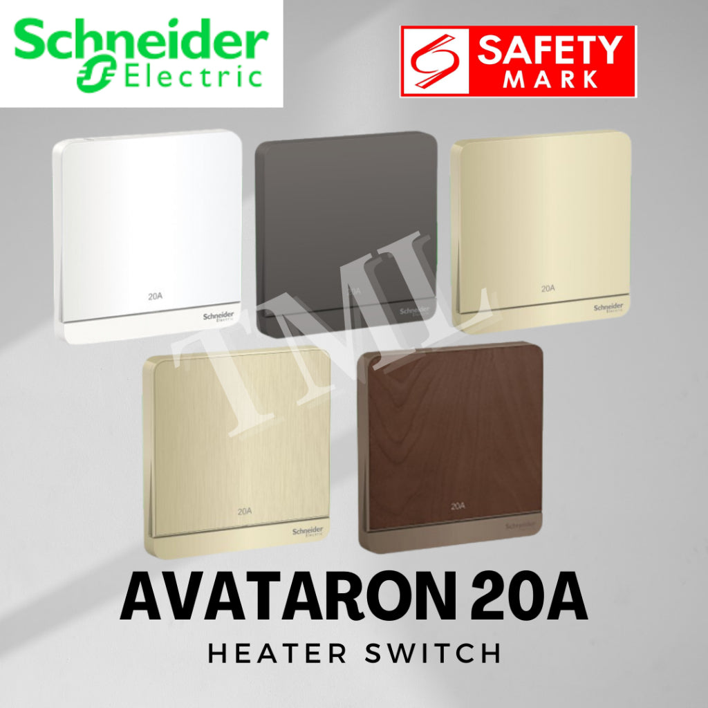 [SG Seller] Schneider AvatarON 20A DP Heater Switch White Dark Grey Dark Wood Wine Gold Hairline Gold